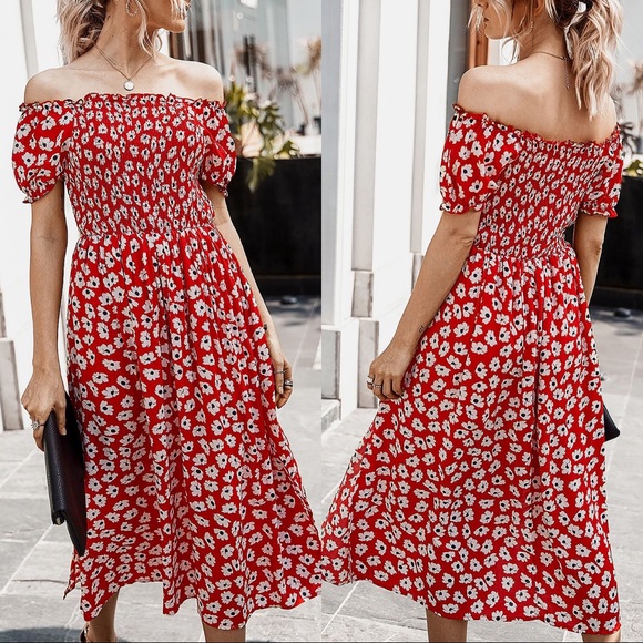 Stunning Mystery Dresses & Skirts - 🌺🆕Floral Off The Shoulder Side Slit Dress